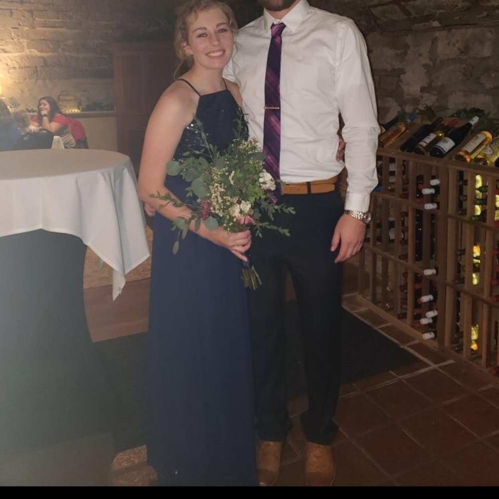 David’s Bridal Navy Bridesmaids Dress